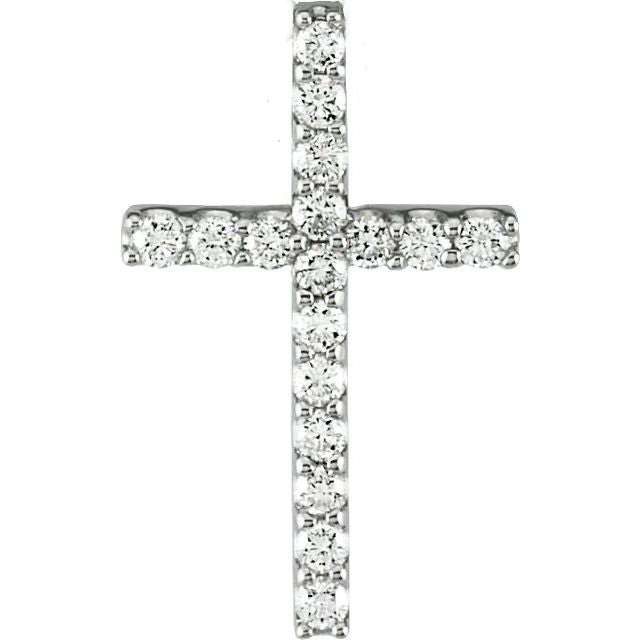 14K White 1/6 CTW Lab-Grown Diamond Petite Cross Pendant