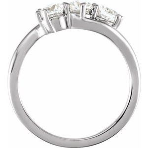 14K White 1 CTW Lab-Grown Diamond Three-Stone Ring