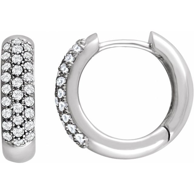 14K White 1/2 CTW Lab-Grown Diamond Hoop Earrings