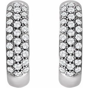 14K White 1/2 CTW Lab-Grown Diamond Hoop Earrings