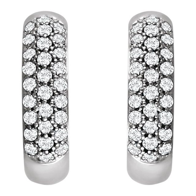 14K White 1/2 CTW Lab-Grown Diamond Hoop Earrings