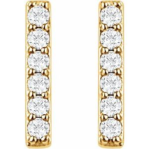 14K Yellow 1/10 CTW Lab-Grown Diamond Bar Earrings