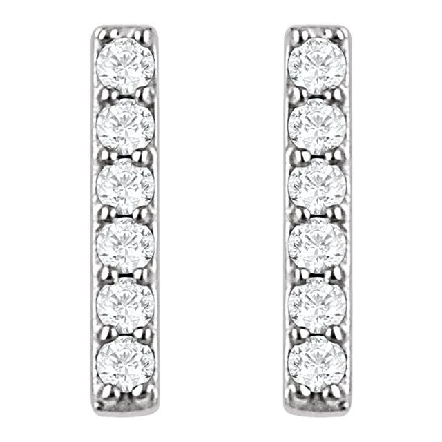 14K White 1/10 CTW Lab-Grown Diamond Bar Earrings