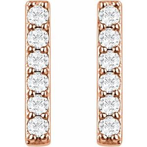 14K Rose 1/10 CTW Lab-Grown Diamond Bar Earrings