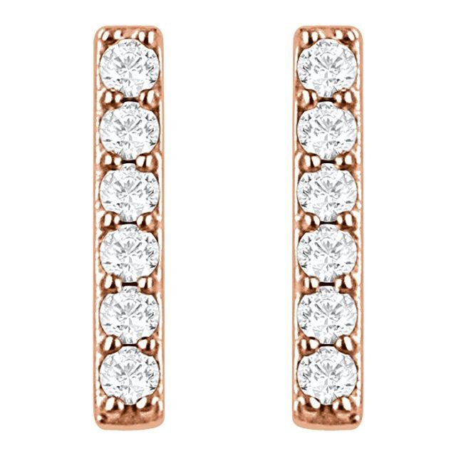 14K Rose 1/10 CTW Lab-Grown Diamond Bar Earrings