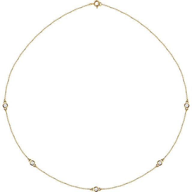 14K Yellow 1/2 CTW Lab-Grown Diamond 5-Station 18" Necklace
