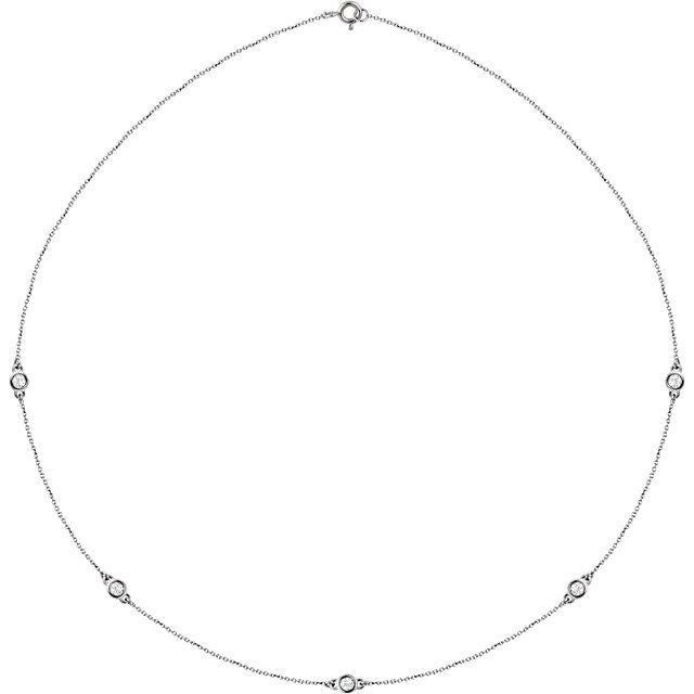 14K White 1/2 CTW Lab-Grown Diamond 5-Station 18" Necklace