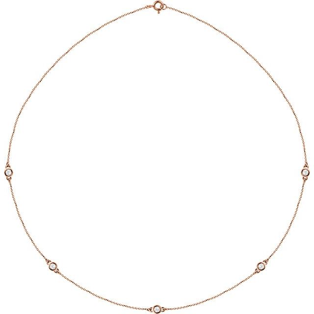 14K Rose 1/2 CTW Lab-Grown Diamond 5-Station 18" Necklace