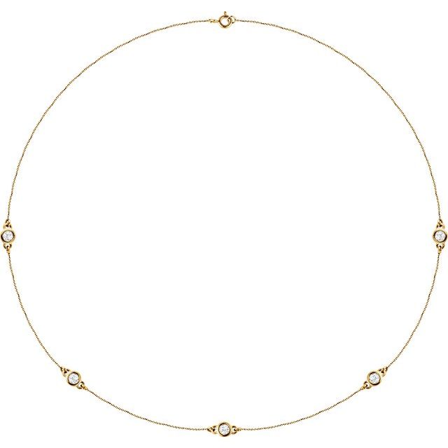14K Yellow 3/4 CTW Lab-Grown Diamond 5-Station 18" Necklace