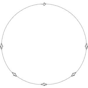 14K White 3/4 CTW Lab-Grown Diamond 5-Station 18" Necklace