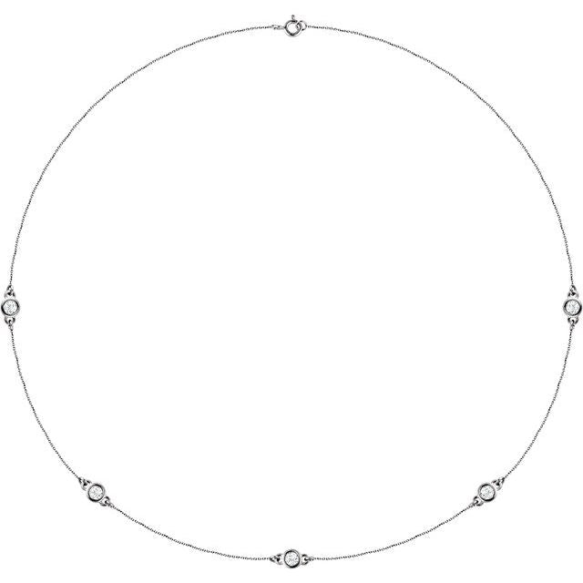 14K White 3/4 CTW Lab-Grown Diamond 5-Station 18" Necklace