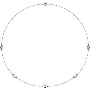 14K Rose 3/4 CTW Lab-Grown Diamond 5-Station 18" Necklace