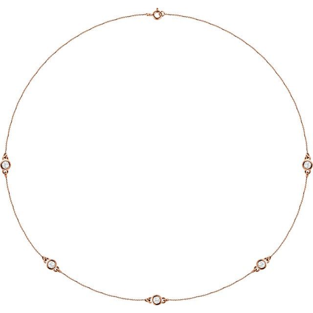 14K Rose 3/4 CTW Lab-Grown Diamond 5-Station 18" Necklace