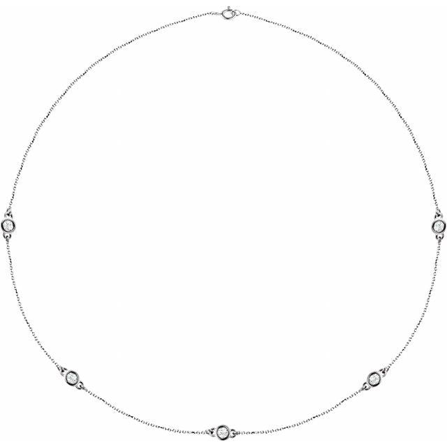 14K White 1 CTW Lab-Grown Diamond 5-Station 18" Necklace