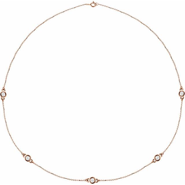 14K Rose 1 CTW Lab-Grown Diamond 5-Station 18" Necklace