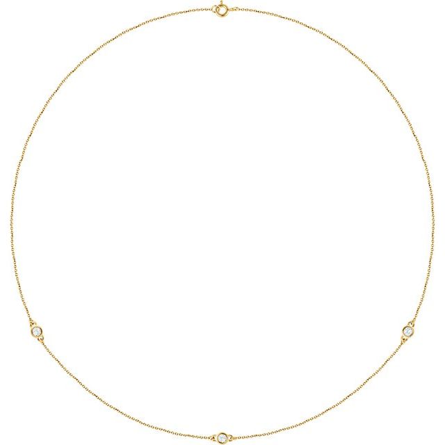 14K Yellow 1/4 CTW Lab-Grown Diamond 3-Station 18" Necklace