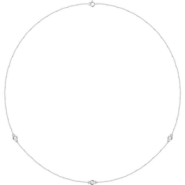 14K White 1/4 CTW Lab-Grown Diamond 3-Station 18" Necklace
