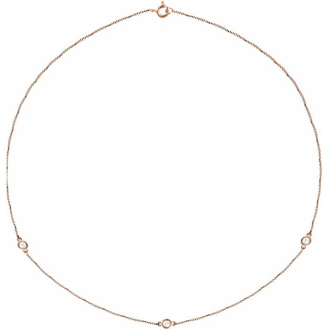 14K Rose 1/3 CTW Lab-Grown Diamond 3-Station 18" Necklace