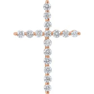 14K Rose 1/5 CTW Lab-Grown Diamond Cross Pendant
