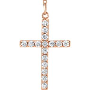 14K Rose 1 CTW Lab-Grown Diamond Cross Pendant