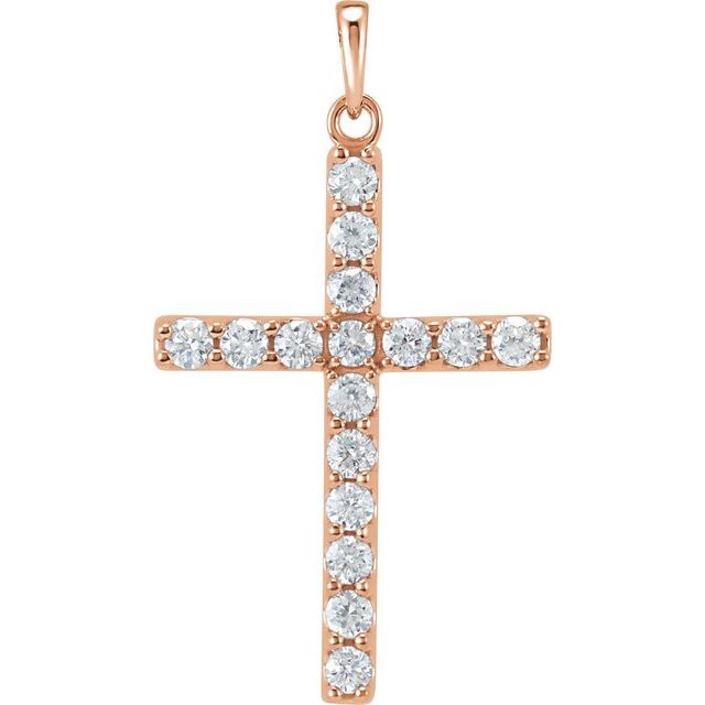 14K Rose 1 CTW Lab-Grown Diamond Cross Pendant