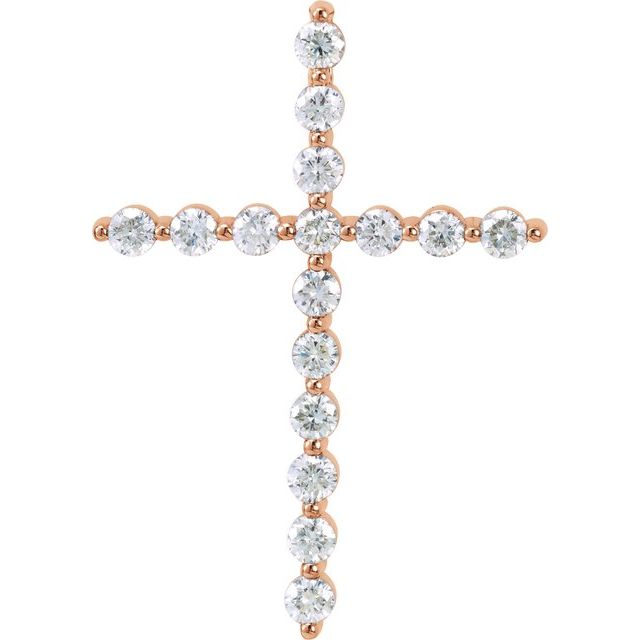 14K Rose 1 1/2 CTW Lab-Grown Diamond Cross Pendant