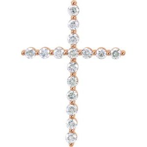 14K Rose 1 1/2 CTW Lab-Grown Diamond Cross Pendant