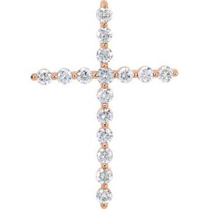 14K Rose 7/8 CTW Lab-Grown Diamond Cross Pendant