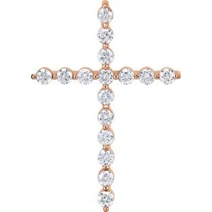14K Rose 1/2 CTW Lab-Grown Diamond Cross Pendant