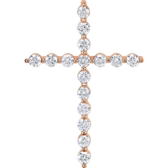 14K Rose 1/2 CTW Lab-Grown Diamond Cross Pendant
