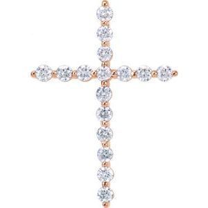 14K Rose 1/3 CTW Lab-Grown Diamond Cross Pendant