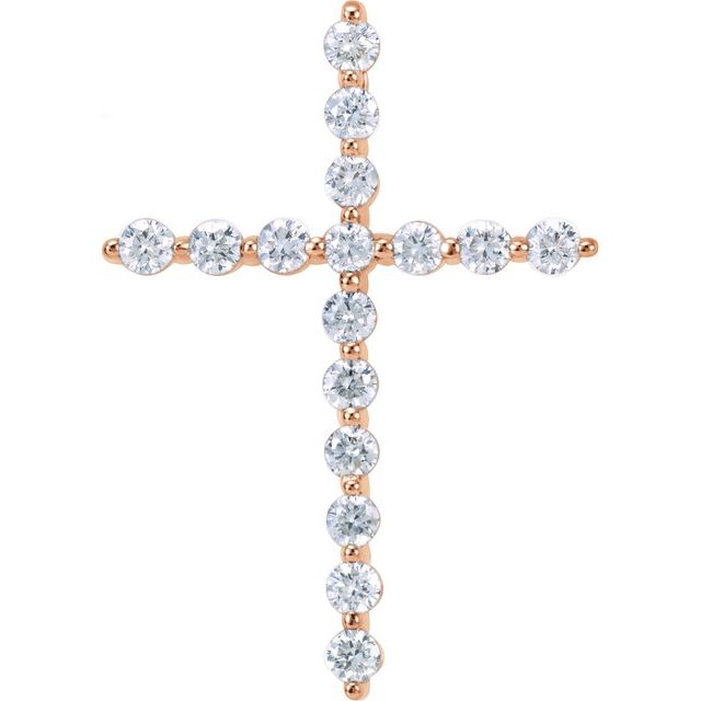 14K Rose 1/3 CTW Lab-Grown Diamond Cross Pendant