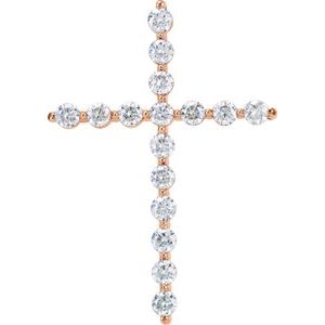14K Rose 1 1/4 CTW Lab-Grown Diamond Cross Pendant