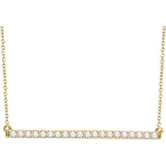 14K Yellow 1/2 CTW Lab-Grown Diamond Bar 16-1" Necklace