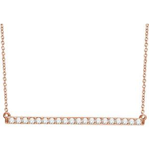 14K Rose 1/2 CTW Lab-Grown Diamond Bar 16-1" Necklace