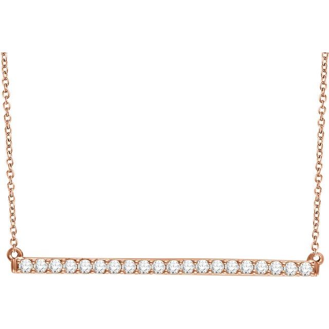 14K Rose 1/2 CTW Lab-Grown Diamond Bar 16-1" Necklace