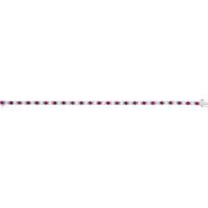 14K White Lab-Grown Ruby & 2 3/8 CTW Lab-Grown Diamond Line 7" Bracelet