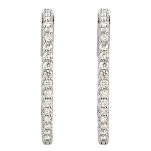 14K White 1 CTW Lab-Grown Diamond Inside-Outside 26.5 mm Hinged Hoop Earrings