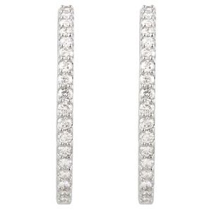 14K White 3 CTW Lab-Grown Diamond Inside-Outside 34.5 mm Hinged Hoop Earrings