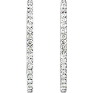 14K White 6 1/2 CTW Lab-Grown Diamond Inside-Outside 51 mm Hinged Hoop Earrings