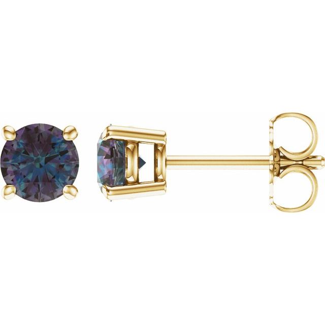 14K Yellow 5 mm Lab-Grown Alexandrite Stud Earrings