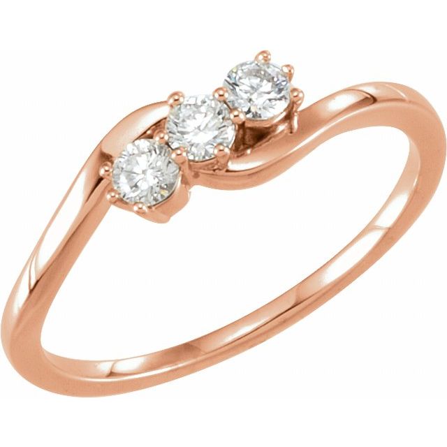 14K Rose 1/4 CTW Lab-Grown Diamond Three-Stone Ring