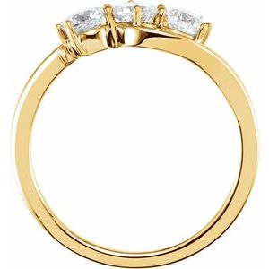 14K Yellow 3/4 CTW Lab-Grown Diamond Three-Stone Ring