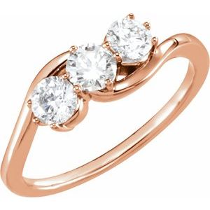 14K Rose 3/4 CTW Lab-Grown Diamond Three-Stone Ring