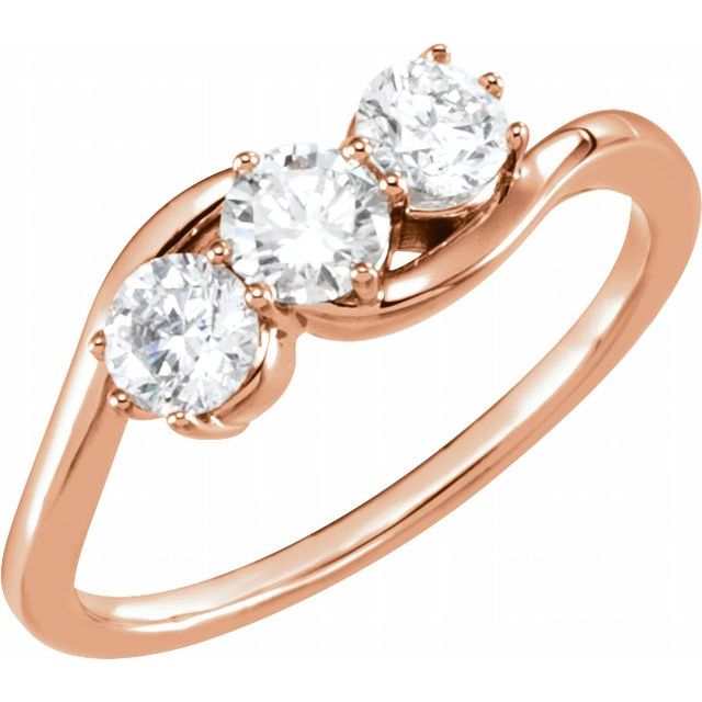 14K Rose 3/4 CTW Lab-Grown Diamond Three-Stone Ring