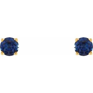 14K Yellow 4 mm Lab-Grown Blue Sapphire Stud Earrings