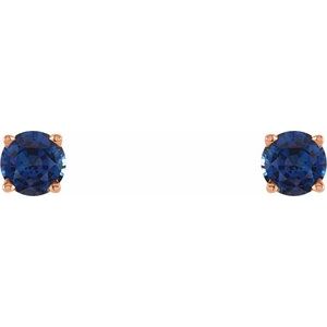 14K Rose 4 mm Lab-Grown Blue Sapphire Stud Earrings