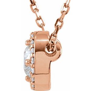 14K Rose 1/4 CTW Lab-Grown Diamond Halo-Style 16" Necklace