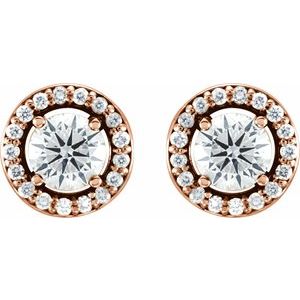14K Rose 1/2 CTW Lab-Grown Diamond Halo-Style Earrings