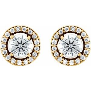 14K Yellow 1/2 CTW Lab-Grown Diamond Halo-Style Earrings